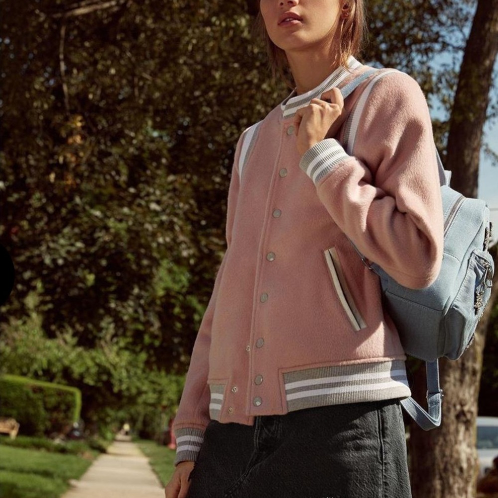 Parker Pink Wool Varsity Bomber